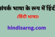 संपर्क भाषा के रूप में हिंदी | sampark bhasha hindi sampark bhasha ke rup me hindi