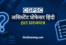 छत्तीसगढ़ सहायक प्राध्यापक हिंदी प्रश्न पत्र 2019 CGPSC Chhattisgarh Assistant Professor Hindi Question Paper