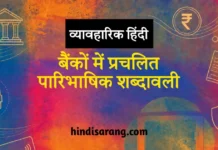 बैंकों में प्रचलित पारिभाषिक शब्दावली Banking Paribhashik Shabdavali in Hindi